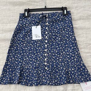 Rouje Navy Floral Button-Up Skirt, 36FR